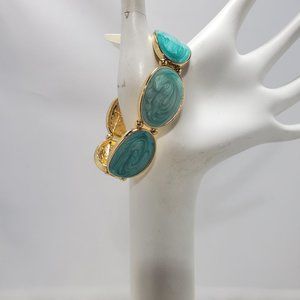 Coral bay gold with Aqua enameled stretch bracelet